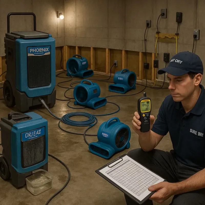 Structural Drying and Dehumidification process in Marysville, MI